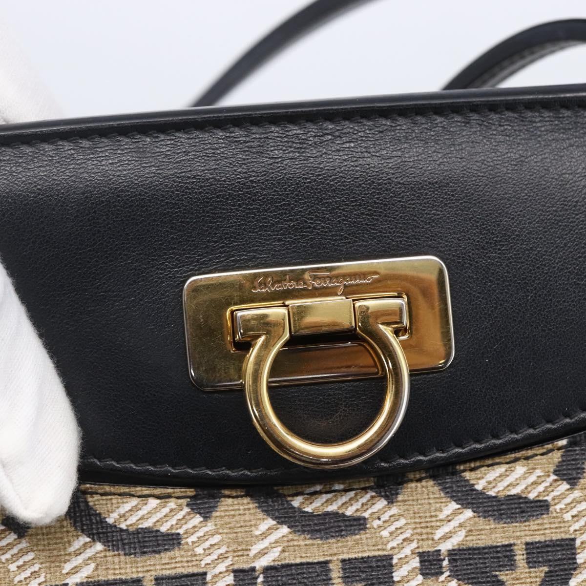 Salvatore Ferragamo Gancini Travel Tote Gancini Jacquard, NAVY, CANVAS, Tote bag