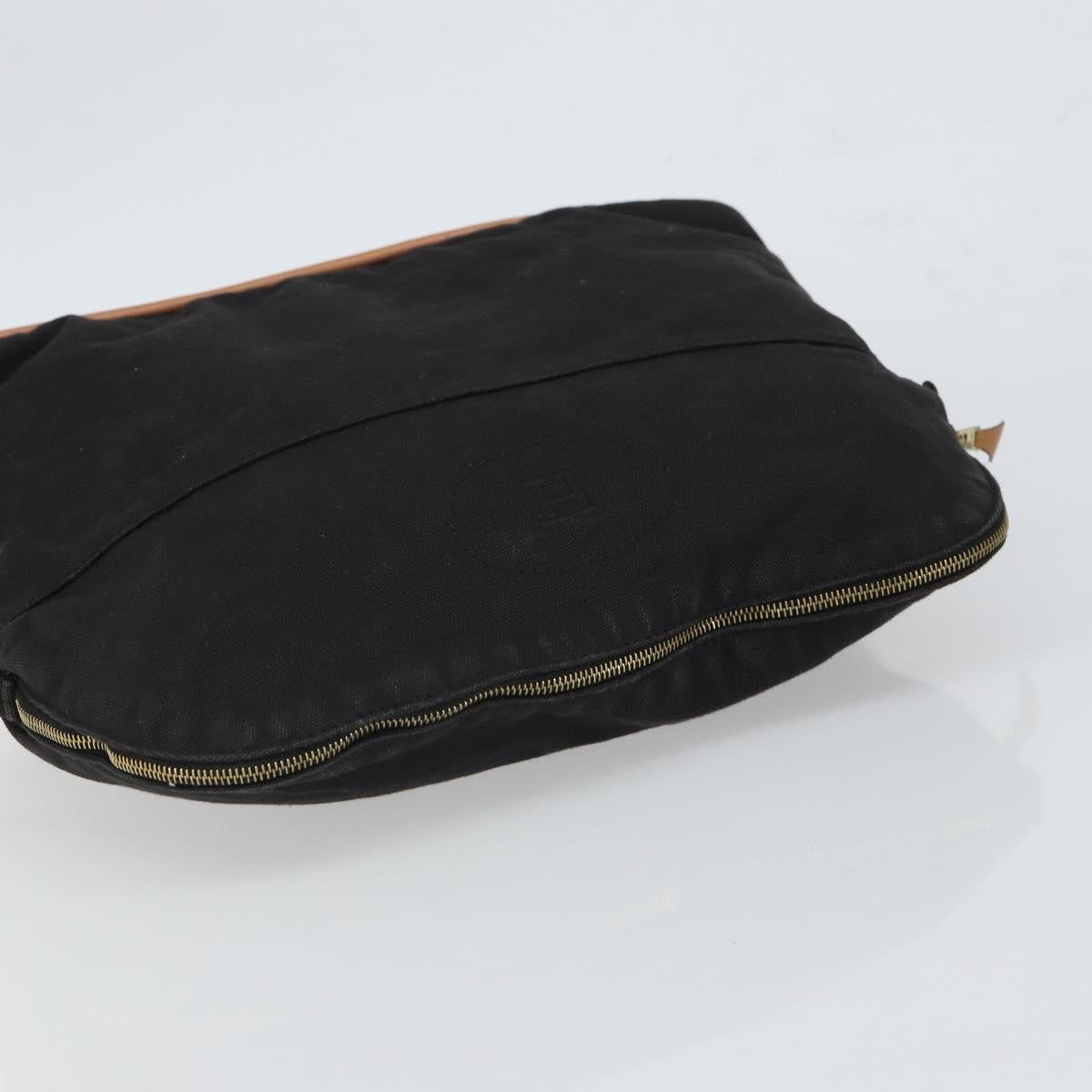 Hermes Bolide Pouch Canvas, BLACK, CANVAS, Clutche & pouche
