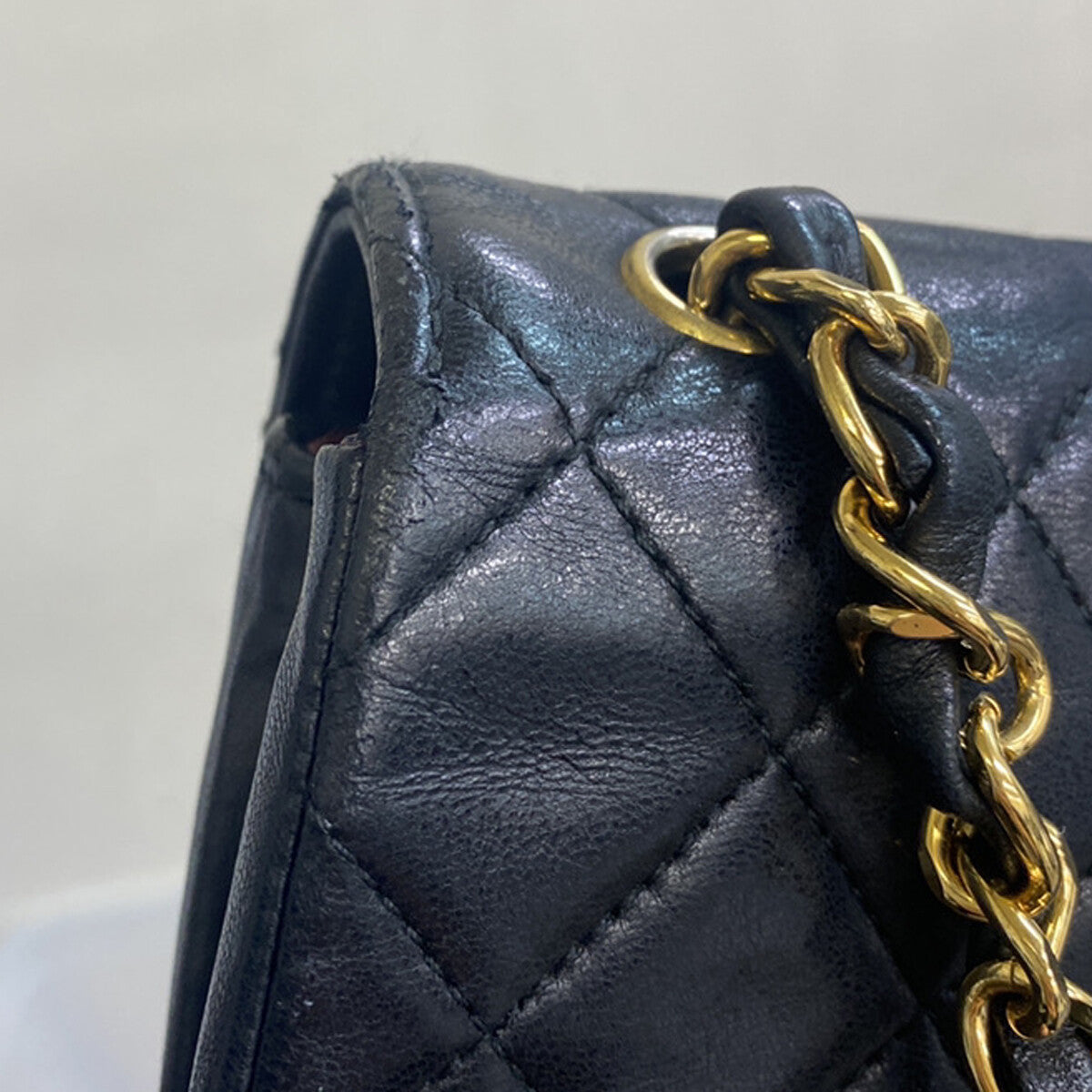 Chanel Vintage Envelope Flap Bag Quilted Lambskin, BLACK, LEATHER, Shoulder bag