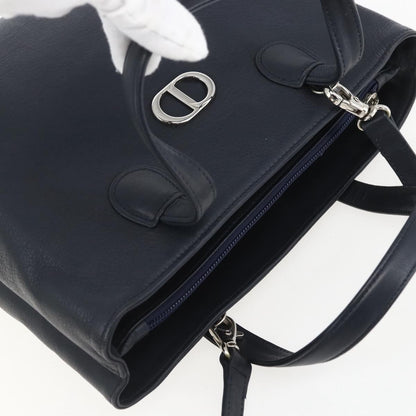 Christian Dior Vintage CD Handbag Leather, NAVY, LEATHER, Handbag