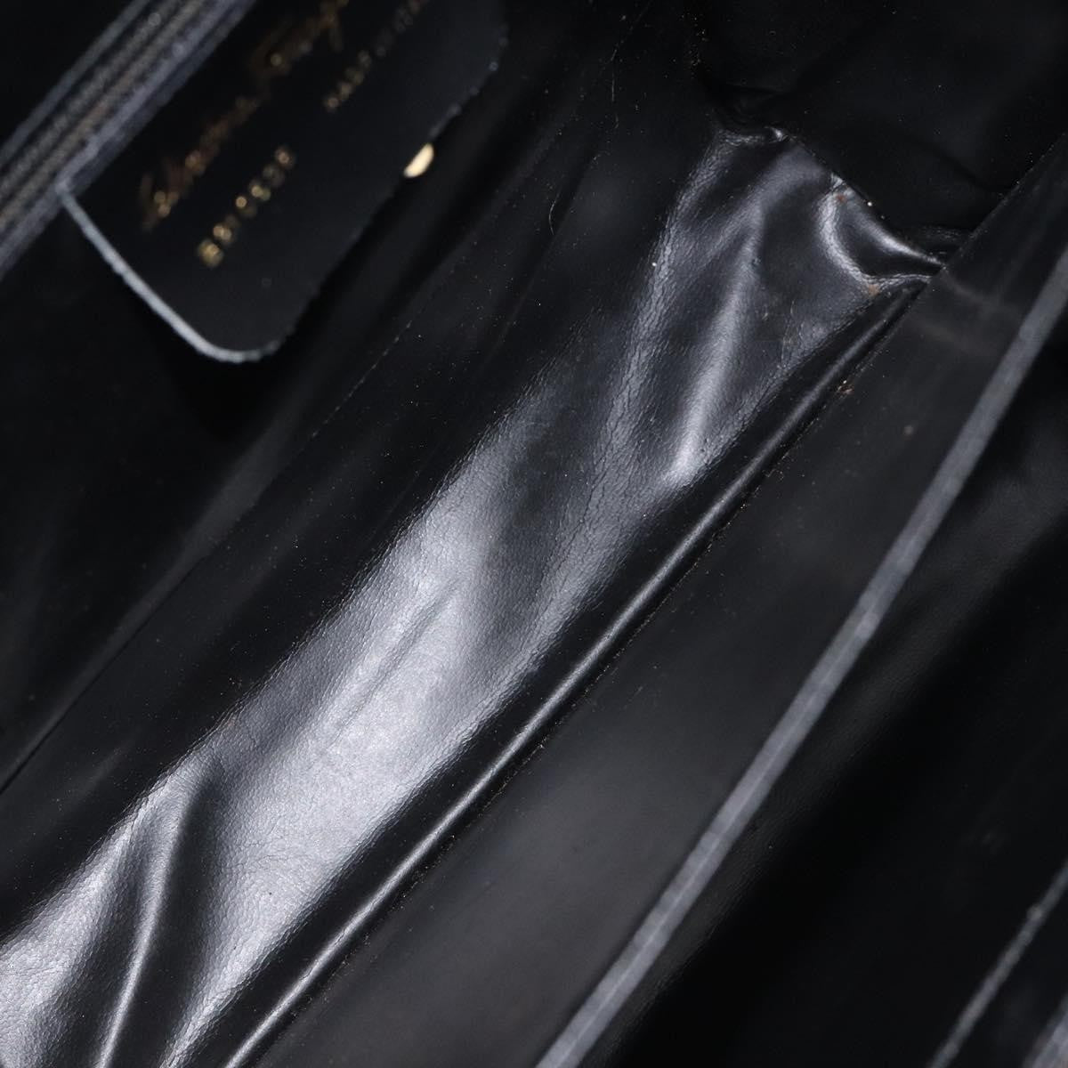 Salvatore Ferragamo Gancini handbag Leather, BLACK, LEATHER, Handbag