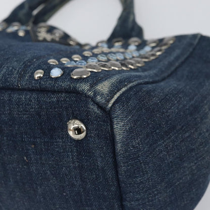 Prada Canapa Open Tote Denim, BLUE, CANVAS, Handbag