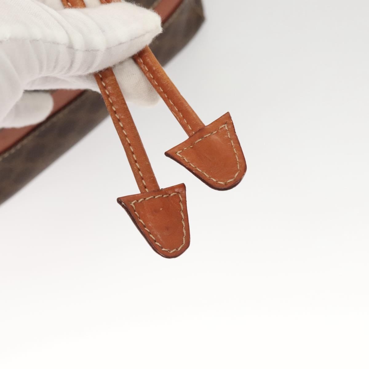 Celine Vintage Drawstring Flap Backpack Macadam Coated Canvas, BROWN, CANVAS, Backpack