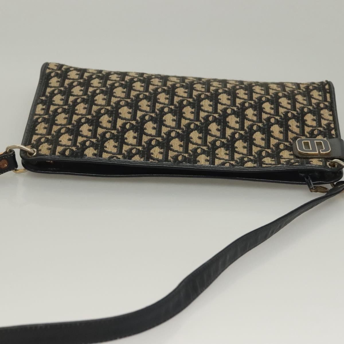 Christian Dior Vintage Trotter Shoulder Bag Canvas, NAVY, CANVAS, Shoulder bag