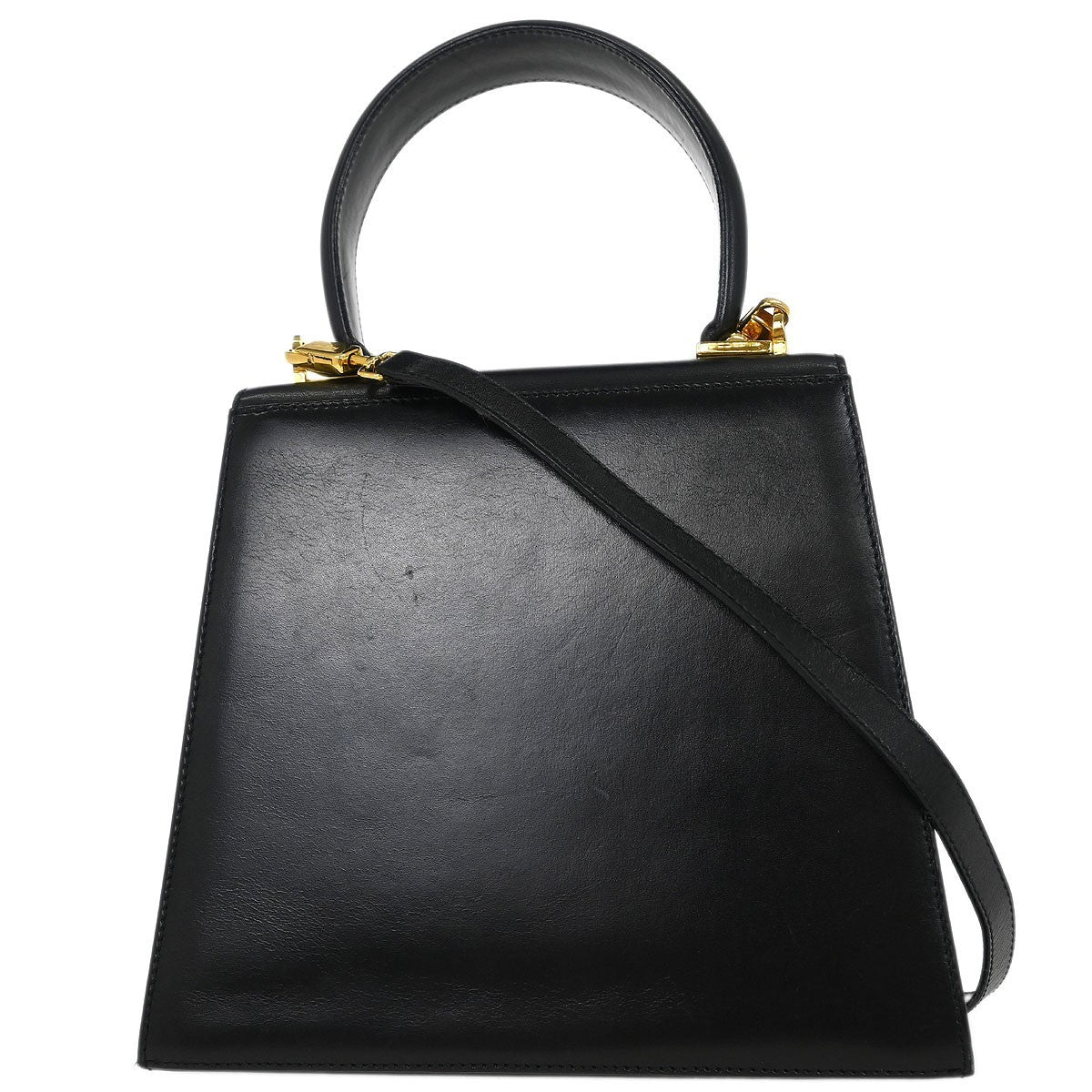 Salvatore Ferragamo Convertible Top Handle Bag Leather, BLACK, LEATHER, Handbag