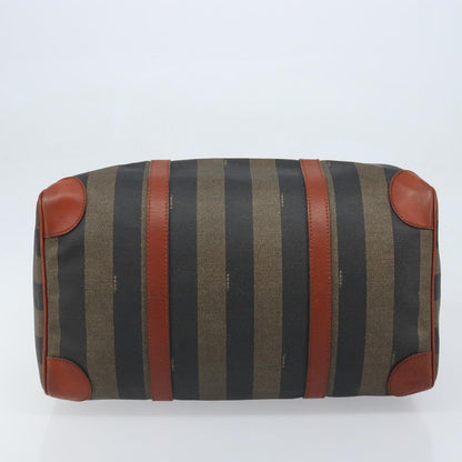 Fendi Vintage Pequin Boston Bag Coated Canvas, Brown, Canvas, Travel Bag