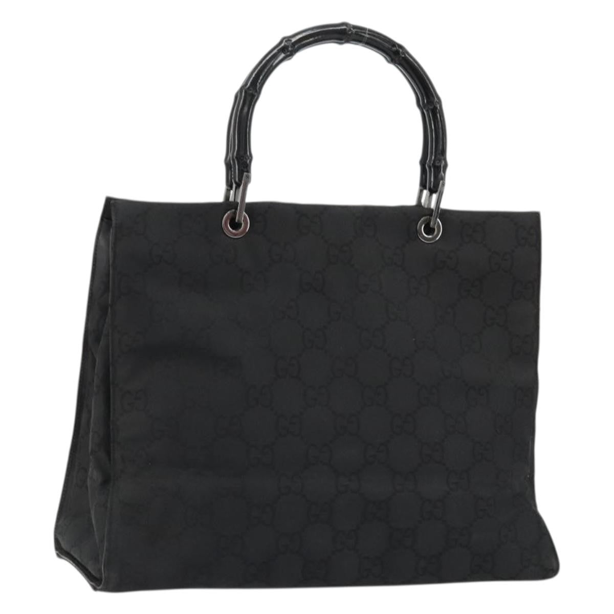 Gucci Vintage Bamboo Handle Tote GG Canvas, Black, Canvas, Tote Bag