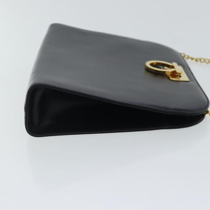 Salvatore Ferragamo Vintage Gancini Chain Shoulder Bag Leather, BLACK, LEATHER, Shoulder bag