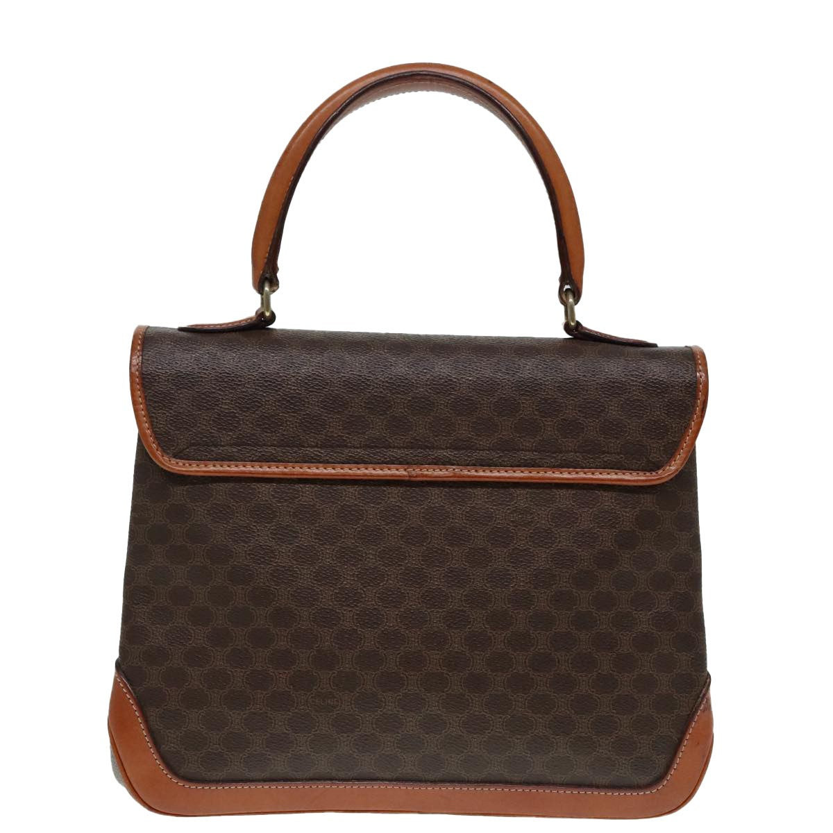 Celine Vintage Macadam Handbag Canvas and Leather, BROWN, CANVAS, Handbag