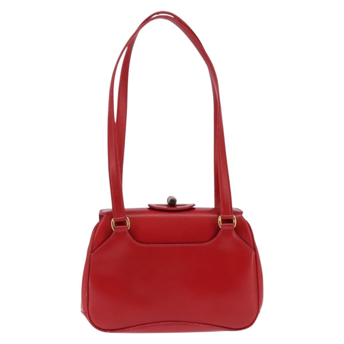 Gucci Vintage Bamboo Shoulder Bag Leather, RED, LEATHER, Shoulder bag