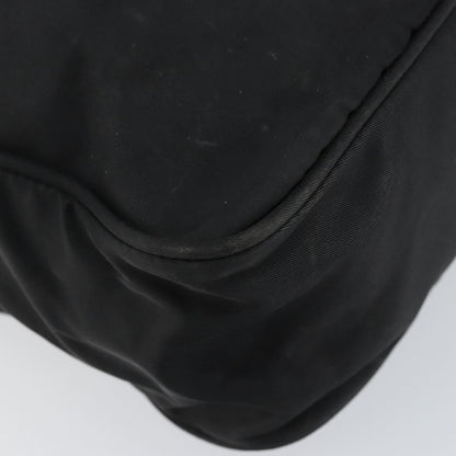 Prada Front Pocket Zip Messenger Bag Tessuto with Saffiano Leather, Black, Nylon, Shoulder Bag