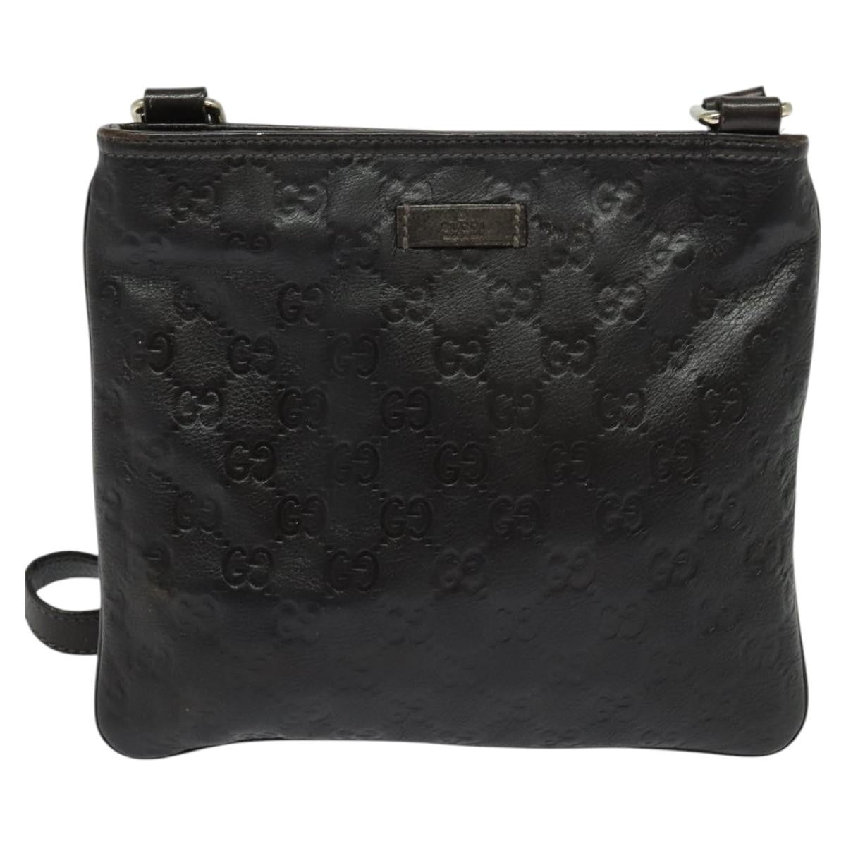 Gucci Zip Top Messenger Bag Guccissima Leather, BROWN, LEATHER, Shoulder bag