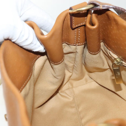 Salvatore Ferragamo Gancini Shoulder Bag Leather, BROWN, LEATHER, Handbag
