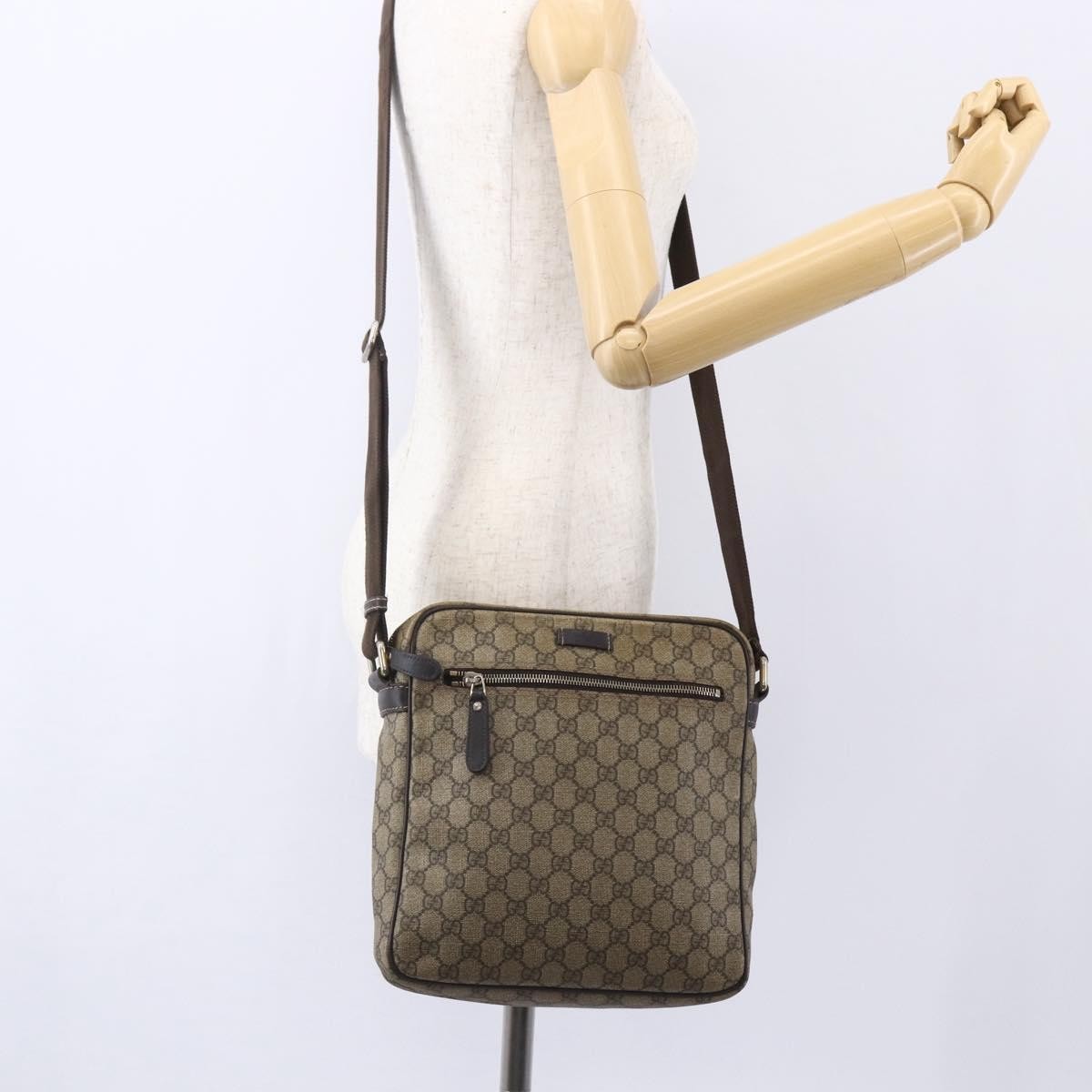 Gucci Front Zip Messenger GG Coated Canvas, BROWN, CANVAS, Shoulder bag
