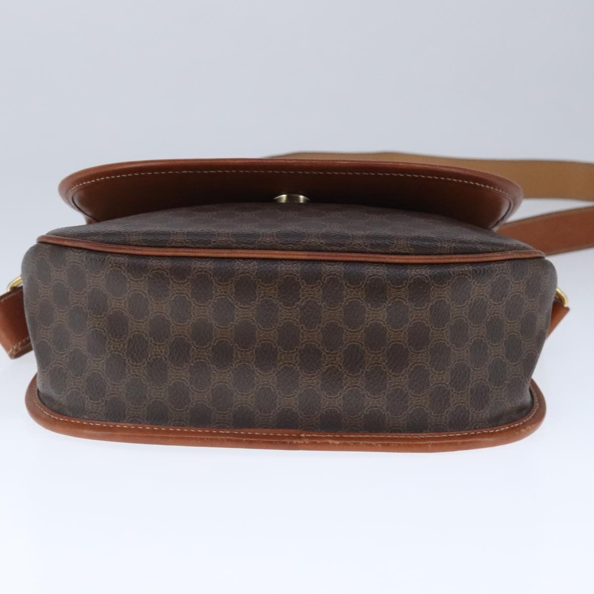 Celine Vintage Macadam Shoulder Bag Canvas and Leather, Brown, Canvas, Shoulder Bag
