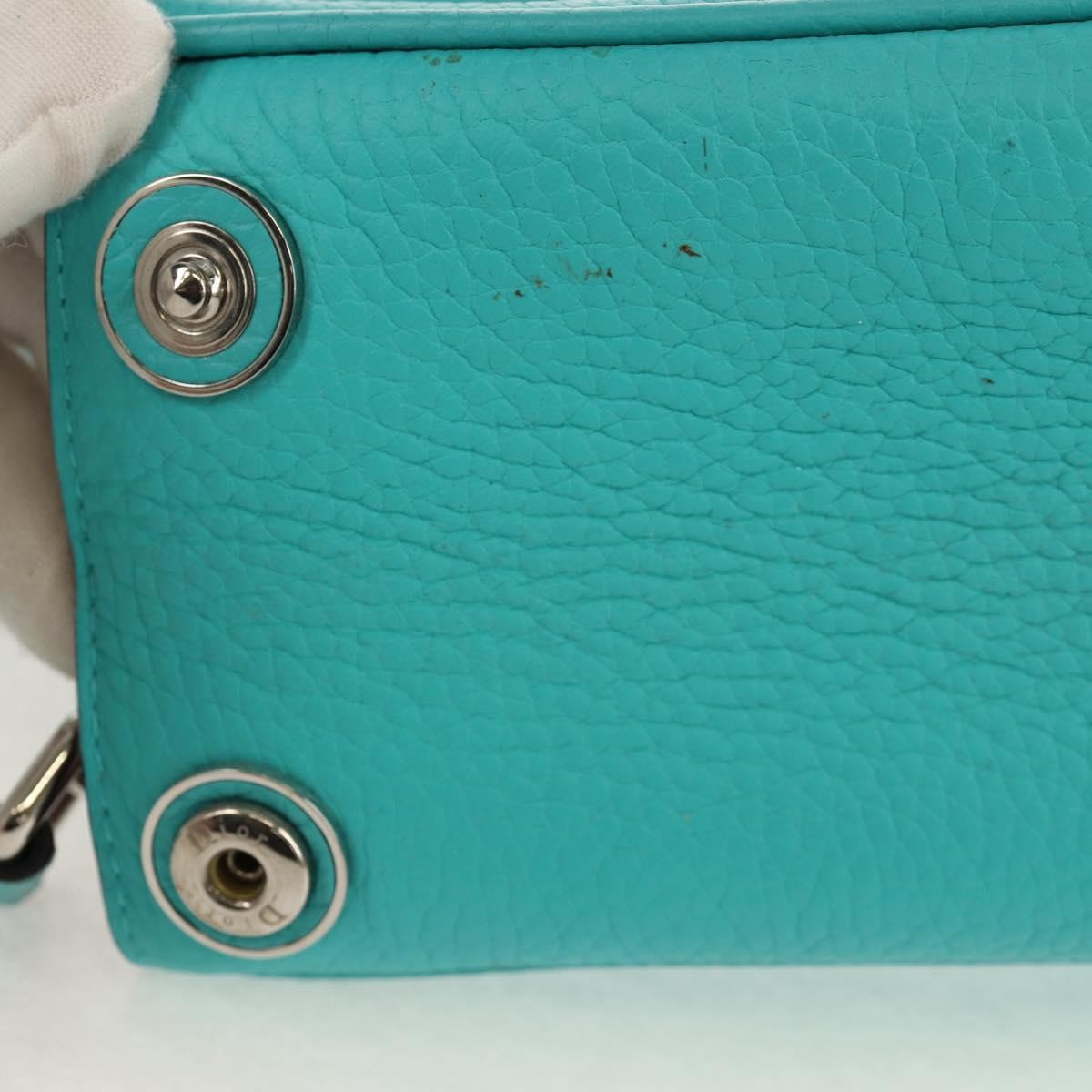 Christian Dior Diorissimo Tote Pebbled Leather, TURQUOISE, LEATHER, Tote bag