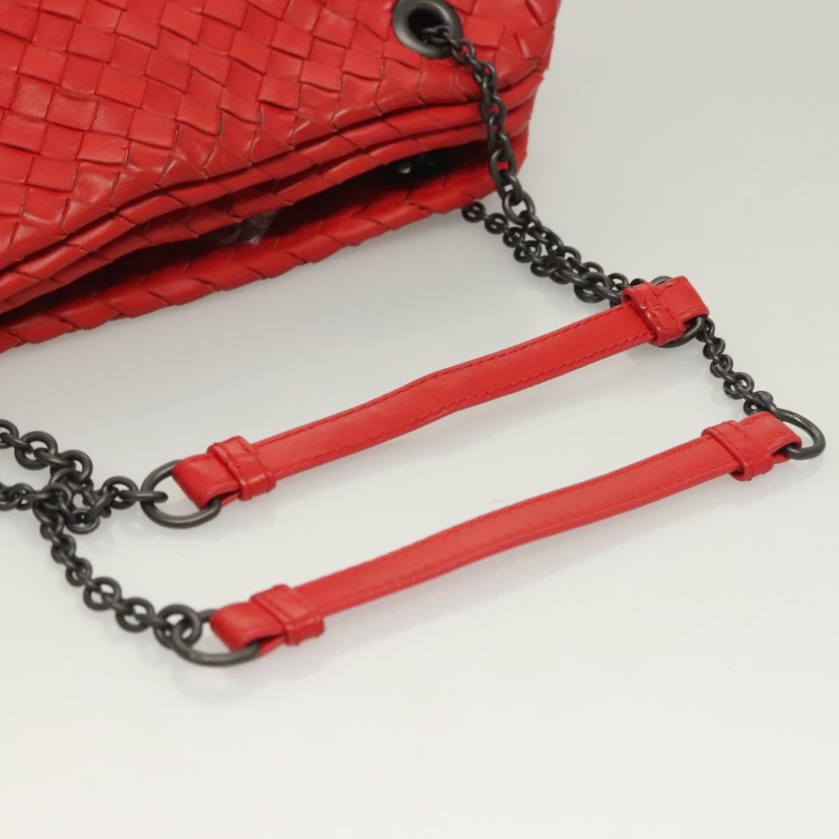 Bottega Veneta Intrecciato Leather, RED, LEATHER, Shoulder bag