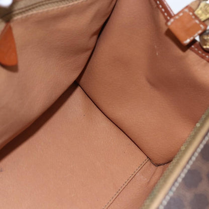 Celine Vintage Macadam Handbag Canvas and Leather, BROWN, CANVAS, Handbag