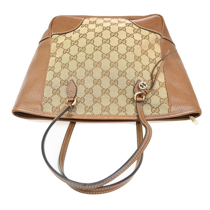 Gucci Bree Convertible Tote GG Canvas with Leather, BEIGE, CANVAS, Tote bag