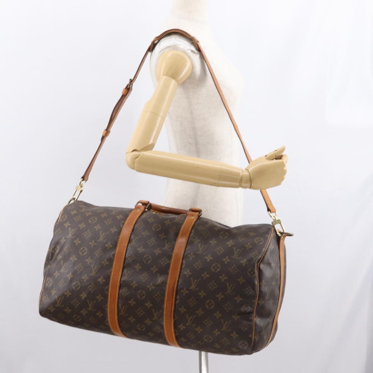 Louis Vuitton Keepall Bandouliere Bag Monogram Canvas, BROWN, CANVAS, Travel bag