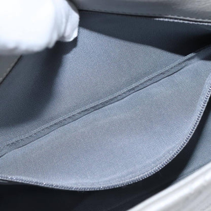 Chanel Vintage Classic Single Flap Bag Stitched Calfskin, GRAY, LEATHER, Shoulder bag