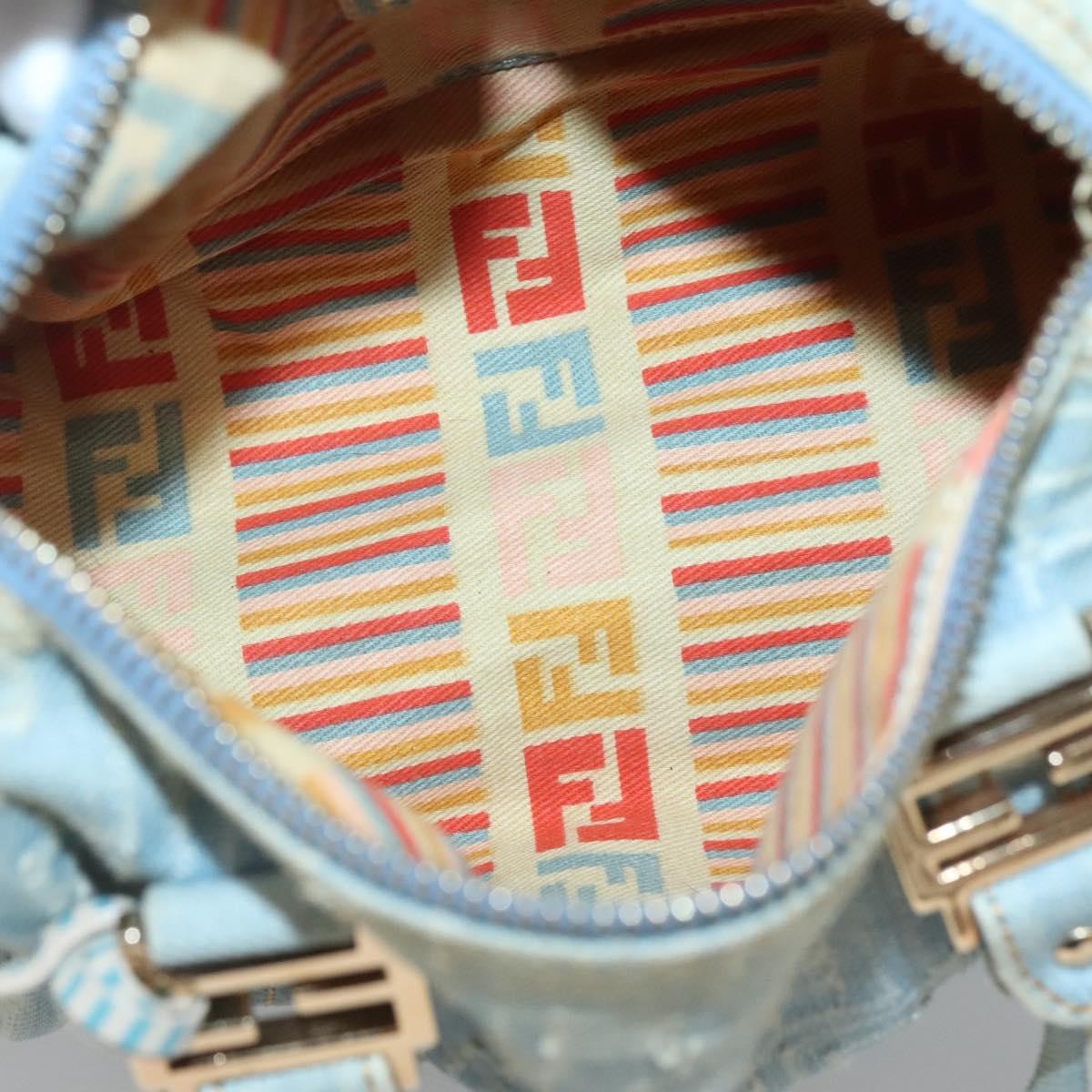 Fendi Boston Bag Denim, BLUE, DENIM_JEANS, Handbag