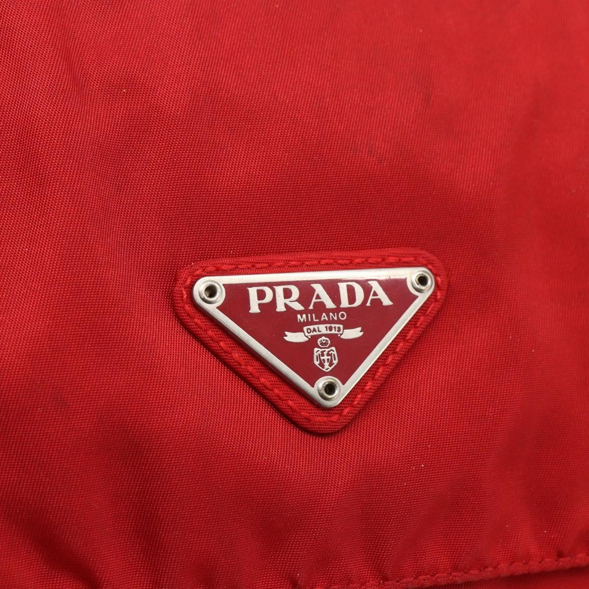Prada Zip Buckle Messenger Bag Tessuto, Red, Nylon, Shoulder Bag