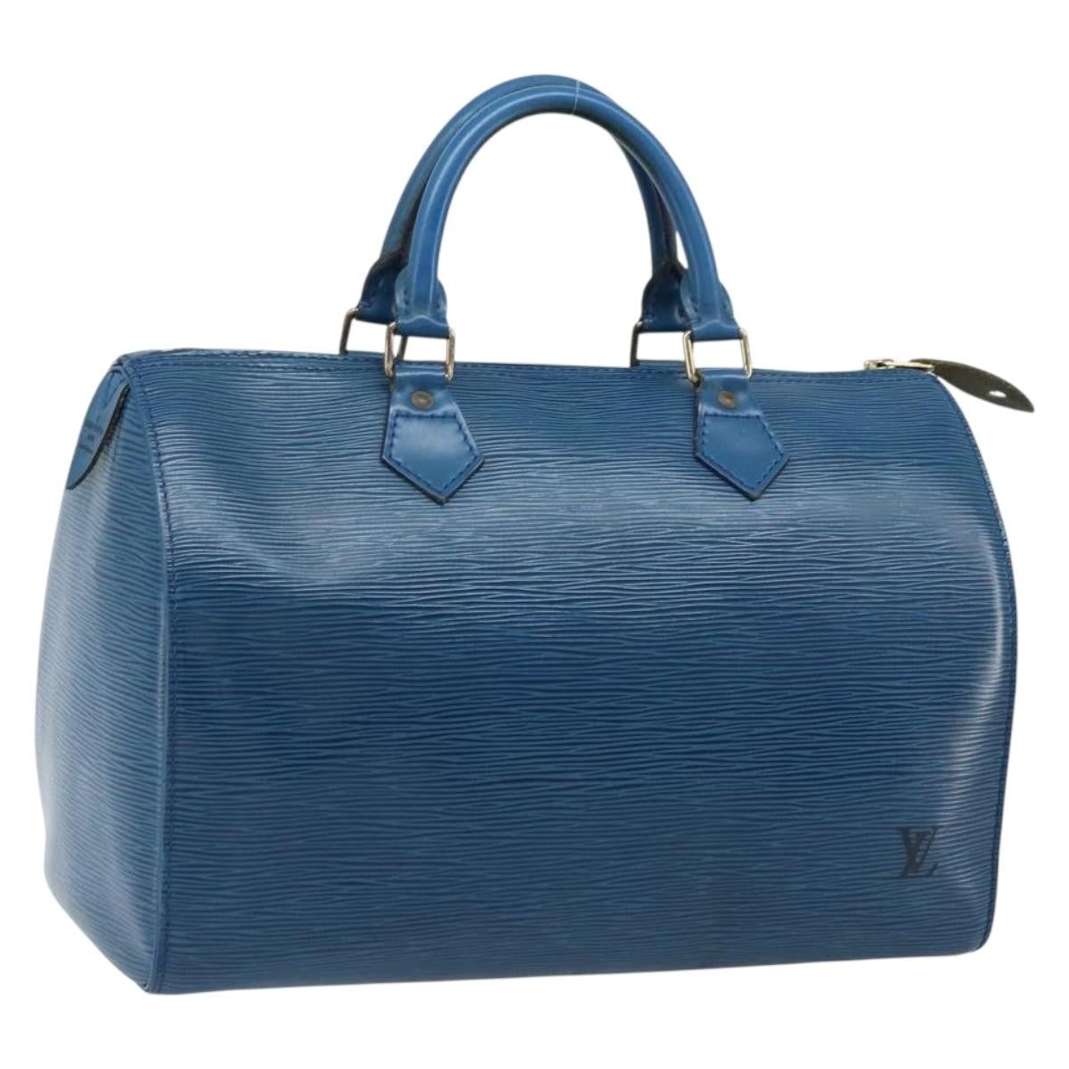 Louis Vuitton Speedy Handbag Epi Leather, BLUE, LEATHER, Handbag