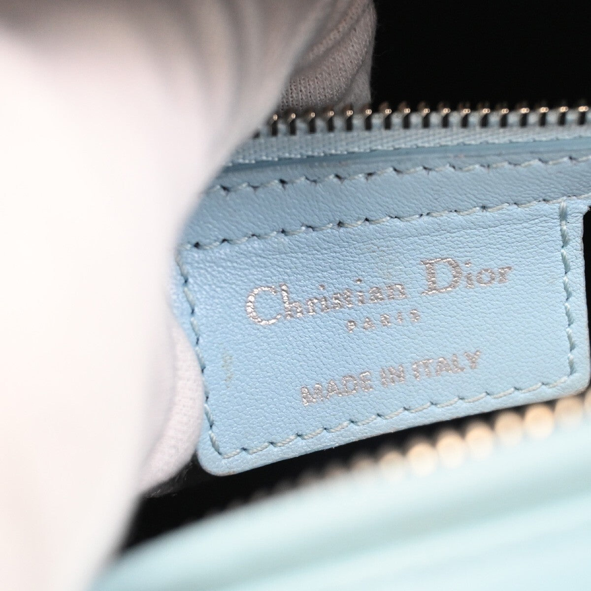 Christian Dior Lady Dior Bag Leather, BLUE, LEATHER, Handbag