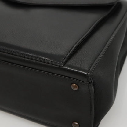 Chanel Vintage CC Front Pocket Tote Quilted Leather, BLACK, LEATHER, Tote bag