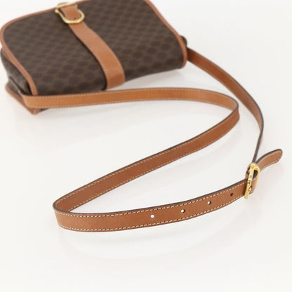 Celine Vintage Macadam Shoulder Bag Canvas and Leather, Brown, PVC, Shoulder Bag