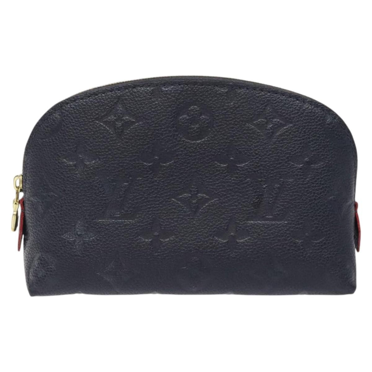 Louis Vuitton Cosmetic Pouch Monogram Empreinte Leather, NAVY, LEATHER, Toiletry Case