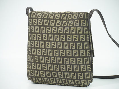 Fendi Mamma Baguette Shoulder Bag Canvas, BROWN, CANVAS, Shoulder bag