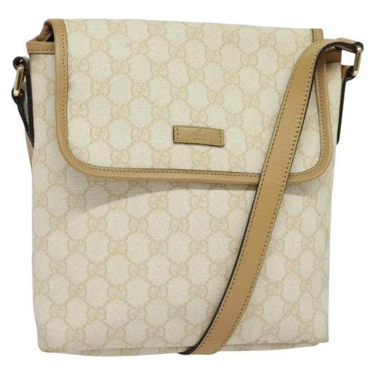 Gucci Flap Messenger GG Coated Canvas, WHITE, PVC, Shoulder bag