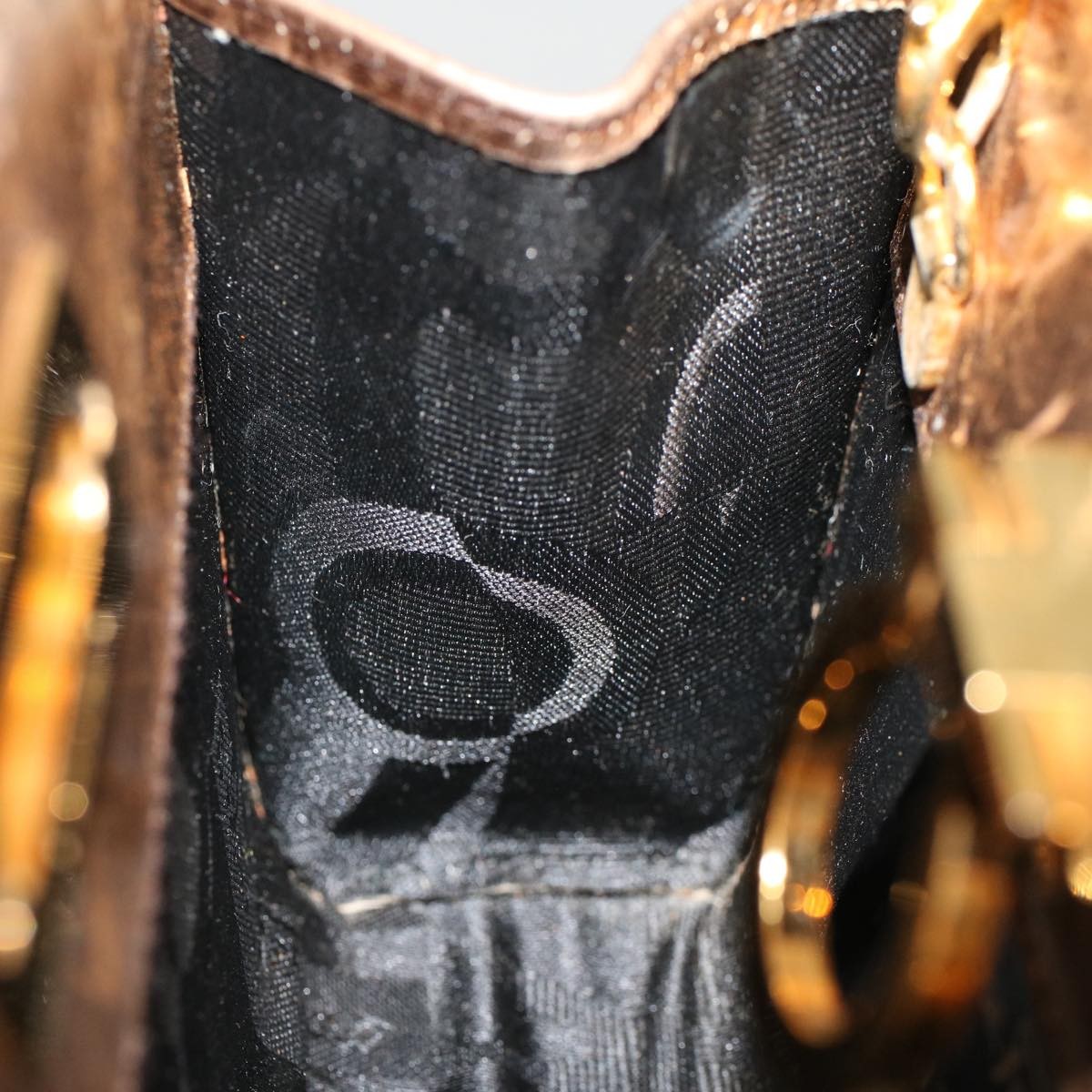 Salvatore Ferragamo Vintage Gancini Chain Shoulder Bag Leather, GOLD, LEATHER, Shoulder bag