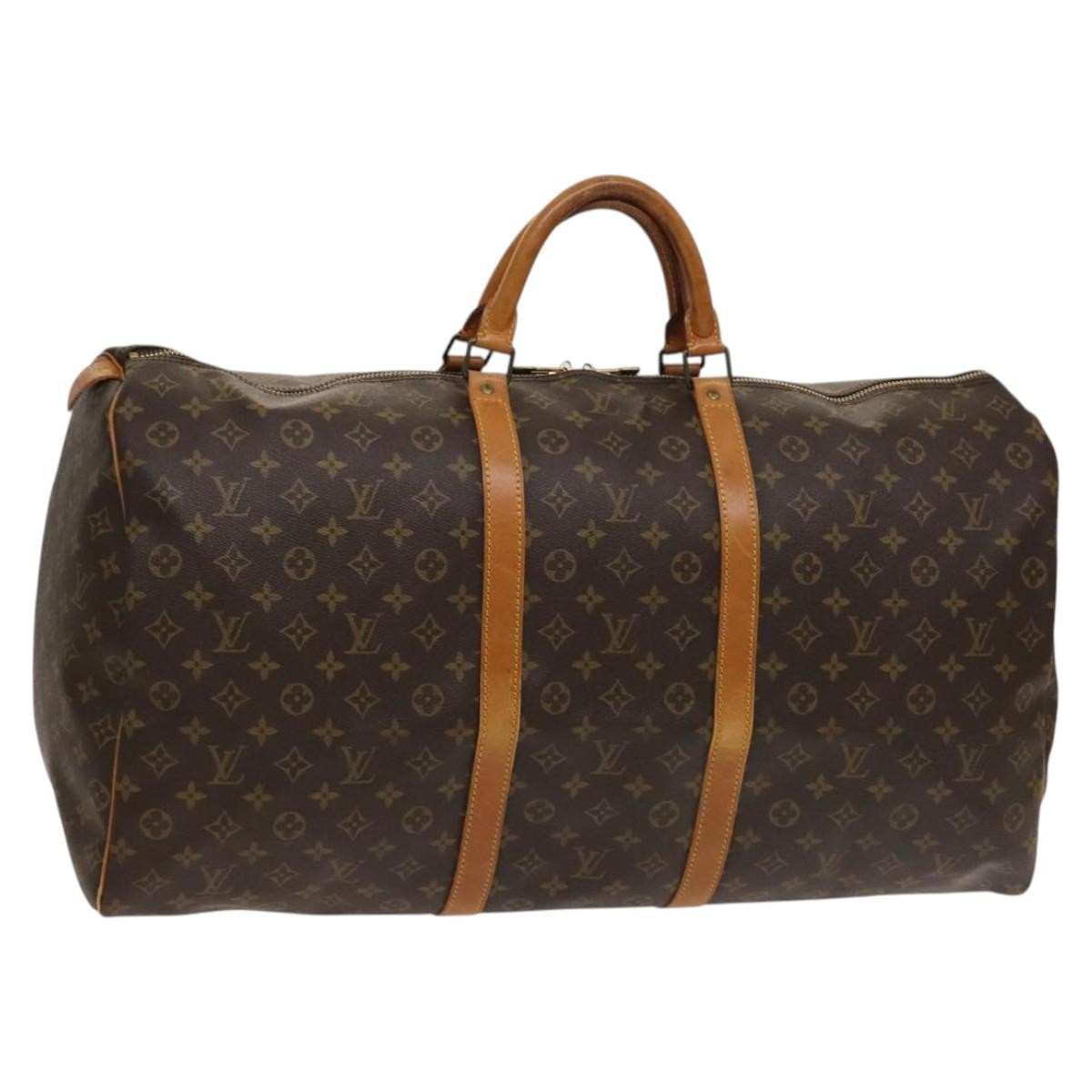 Louis Vuitton Keepall Bag Monogram Canvas, BROWN, CANVAS, Travel bag