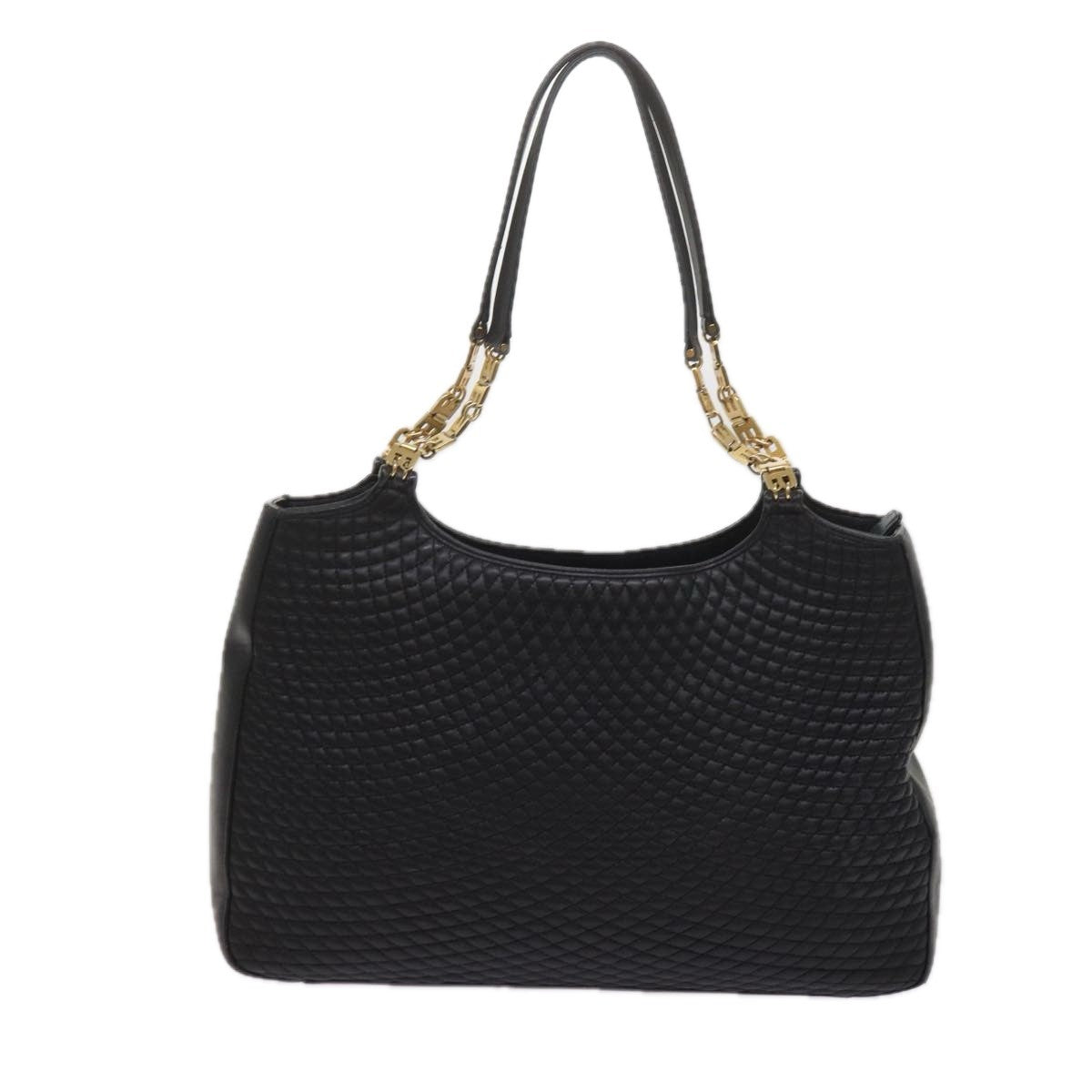 Bally Vintage Chain Shoulder Bag Quilted Leather, BLACK, LEATHER, Tote bag