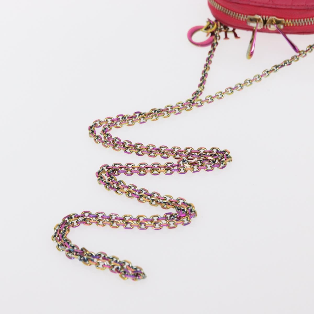 Christian Dior Lady Dior Phone Holder on Chain Cannage Quilt Lambskin, PINK, LEATHER, Clutche & pouche
