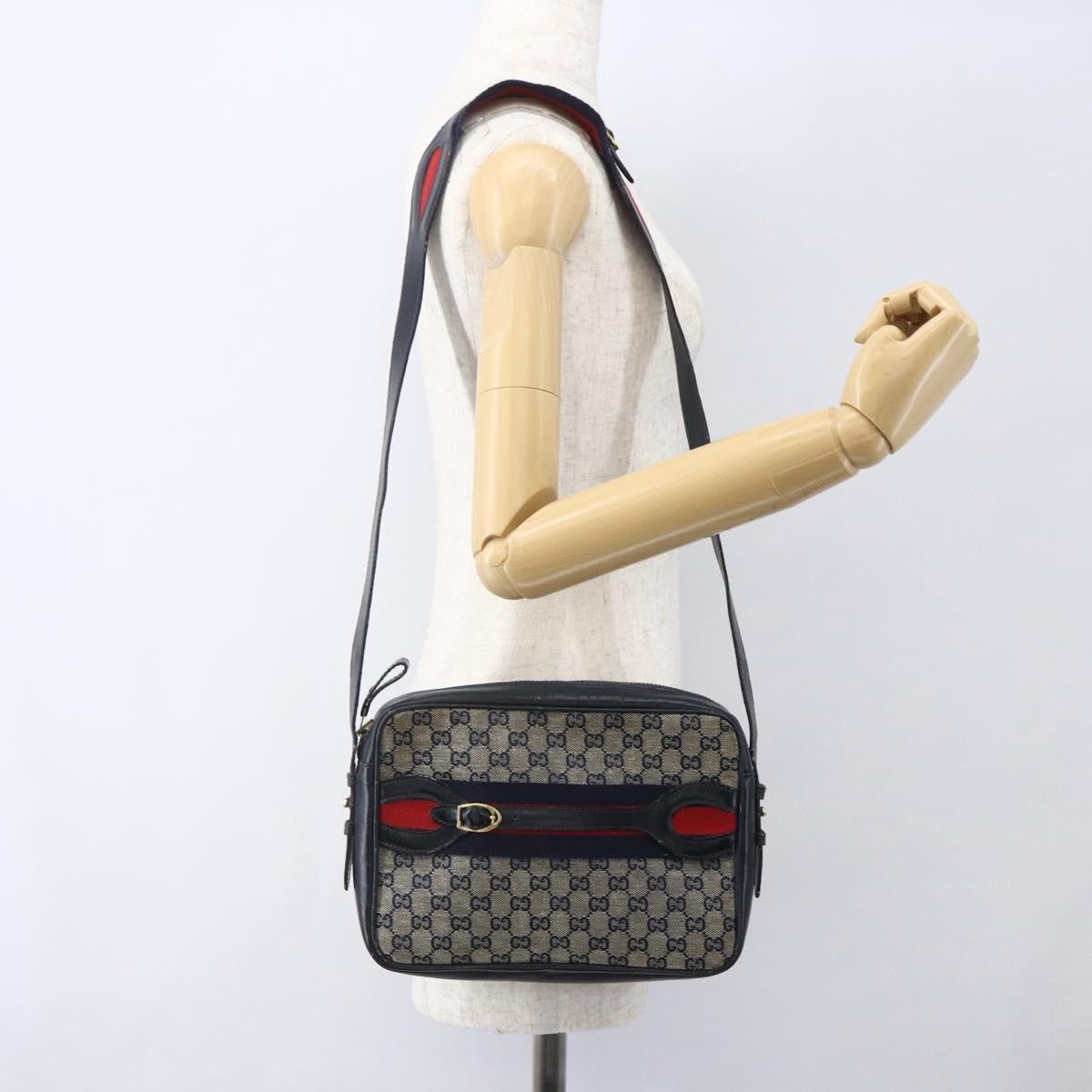 Gucci Sherry line shoulder bag Canvas, NAVY, CANVAS, Shoulder bag