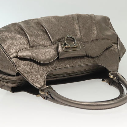Salvatore Ferragamo Gancini handbag Leather, SILVER, LEATHER, Handbag
