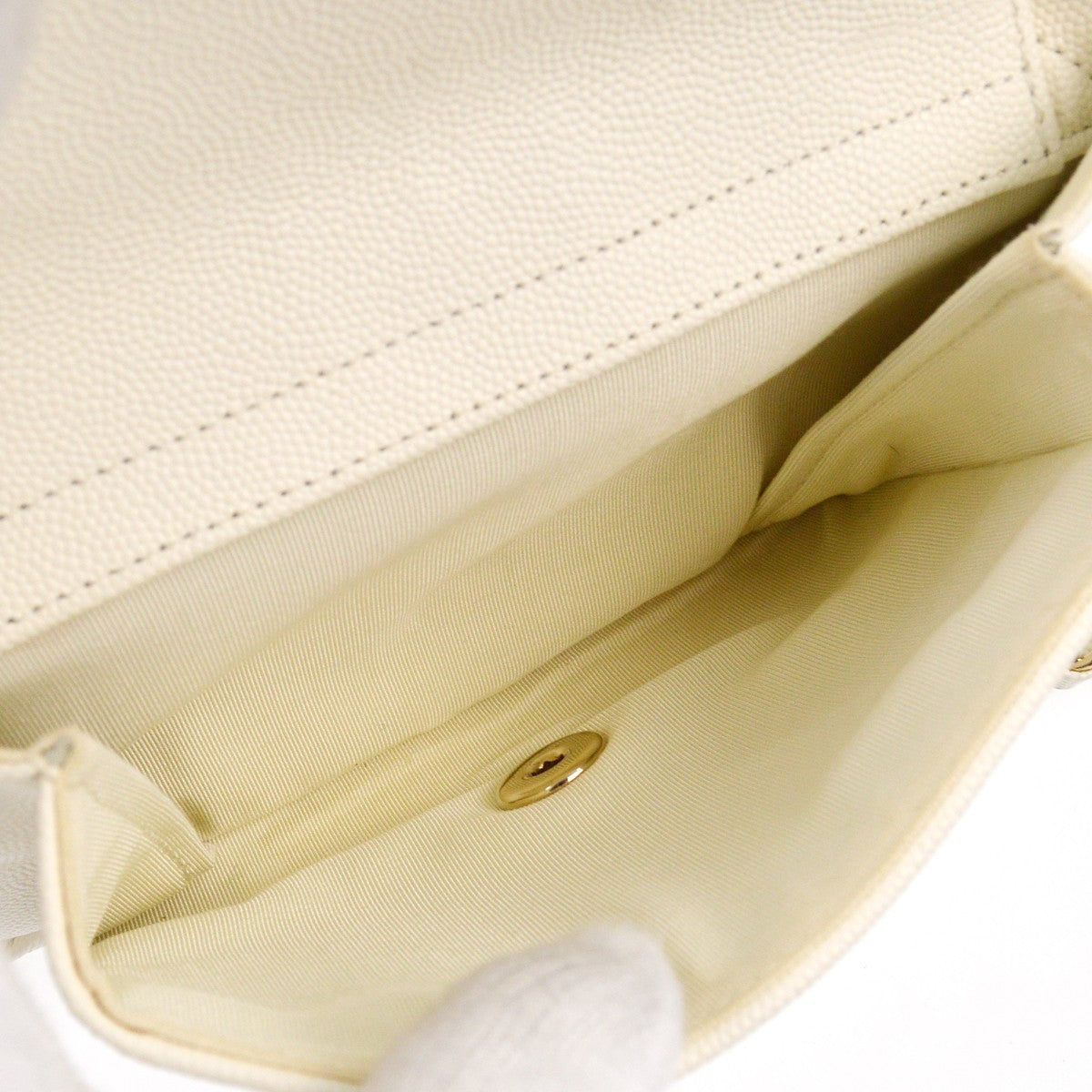 Chanel CC Day Camera Case Quilted Caviar, WHITE, LEATHER, Shoulder bag