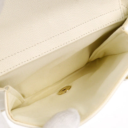 Chanel CC Day Camera Case Quilted Caviar, WHITE, LEATHER, Shoulder bag