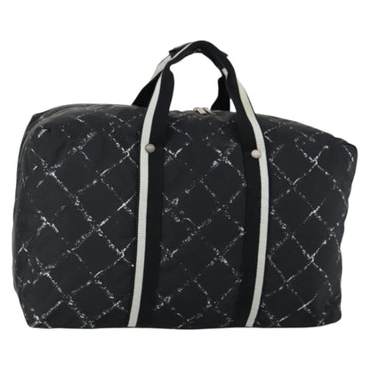 Chanel Travel Line Boston Bag Printed Nylon, BLACK, NYLON, Travel bag