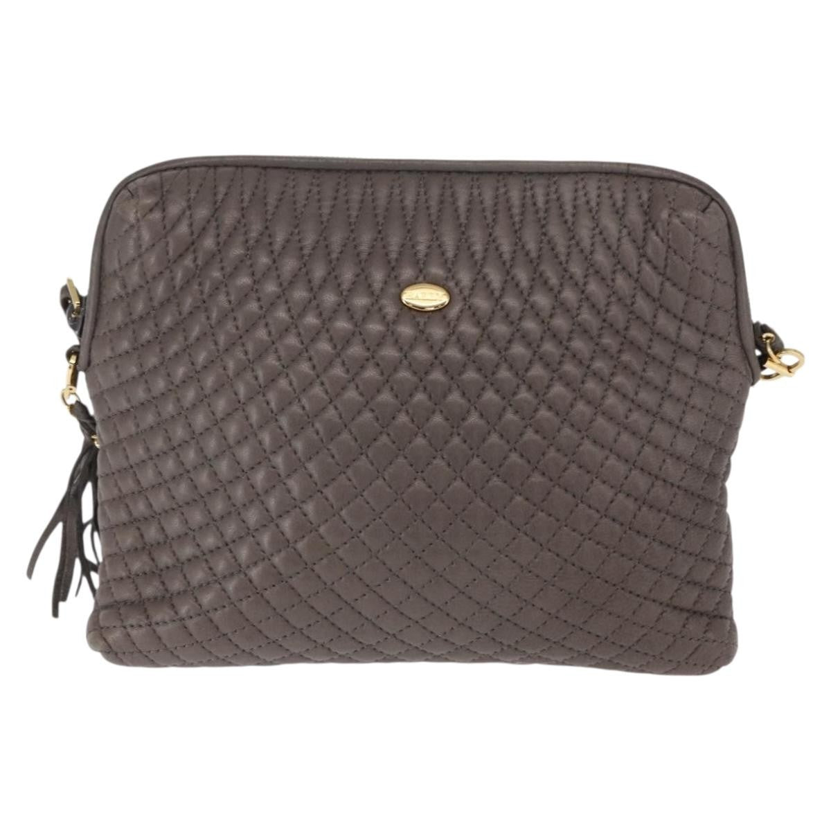 Bally Vintage Chain Shoulder Bag Quilted Leather, Gray, Leather, Shoulder Bag