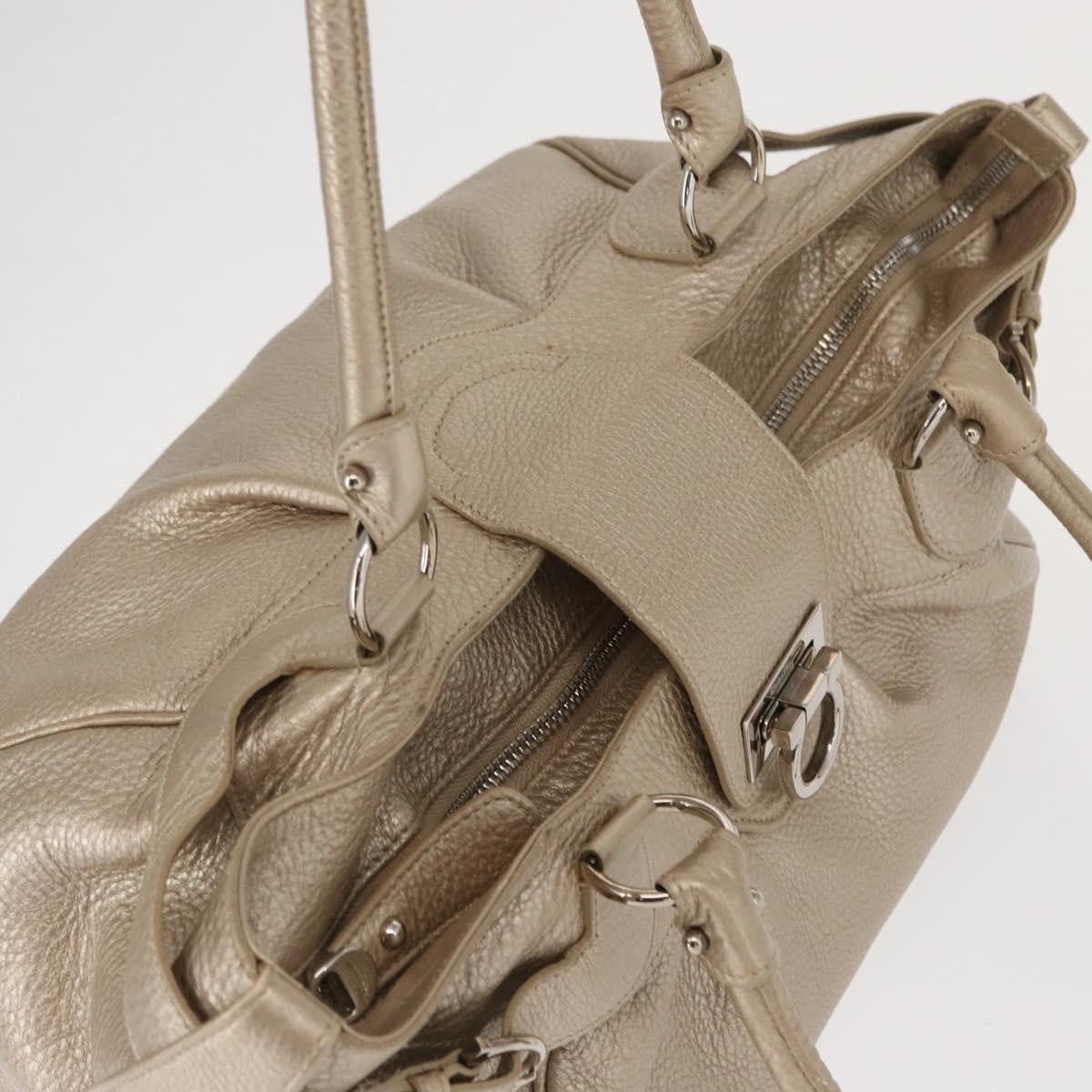 Salvatore Ferragamo Gancini handbag Leather, GOLD, LEATHER, Handbag