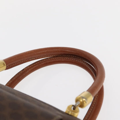 Celine Vintage Macadam Handbag Canvas and Leather, BROWN, CANVAS, Handbag