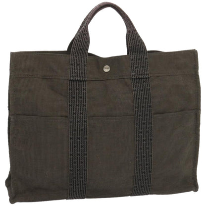Hermes Fourre-tout Herline Canvas, GRAY, CANVAS, Tote bag