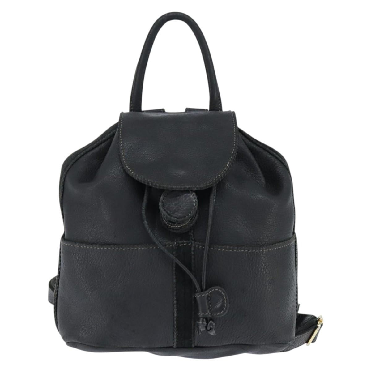 Fendi Logo Flap Drawstring Backpack Leather, BLACK, LEATHER, Backpack