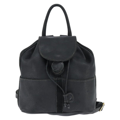Fendi Logo Flap Drawstring Backpack Leather, BLACK, LEATHER, Backpack