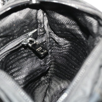 Prada Zip Messenger Bag Horizontal Quilt Tessuto, BLACK, NYLON, Shoulder bag